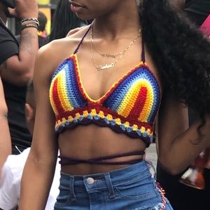 Rainbow Crocheted Bralette